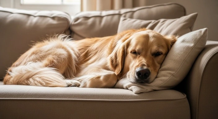 Pug sleeping with partially open eyes