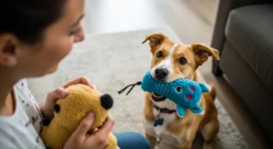 why does my dog bring me toys but not let go -1